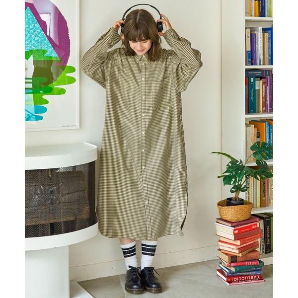 シャツワンピース アソート ナンバリング刺繍 ボタンダウン ロングシャツワンピース