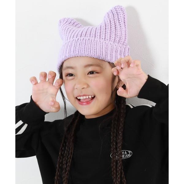 ニット帽 ニットキャップ 洗える ざっくり編み 猫耳 ニットキャップ キッズ 子供 女の子