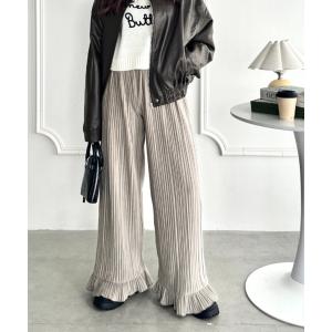 パンツ ベロアプリーツフリルパンツ レディース