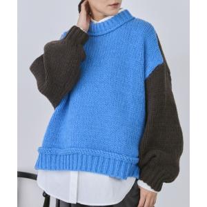 ニット セーター バイカラーバルーンスリーブニット レディース メンズ