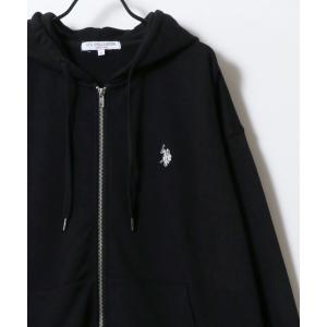 パーカー U.S. POLO ASSN./ユーエスポロアッスン 別注 オーバーサイズ 裏毛 ロゴ ワンポイント刺繍 スウェット ジップアップパーカー/