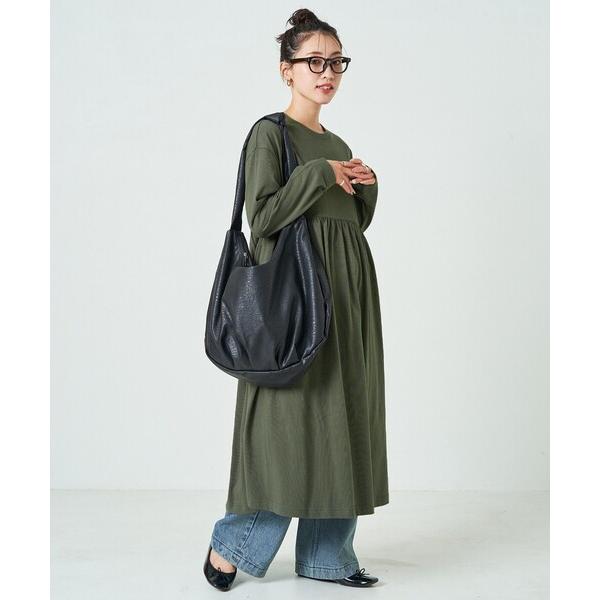 ワンピース 限定展開　ウエスト ギャザー 切替 マキシワンピース