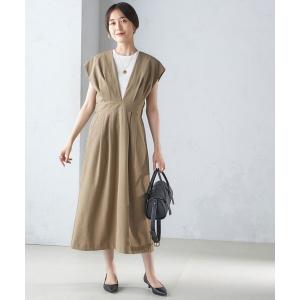 美品 eimy istoire ギャザースリーブボンディングAラインワンピース EIMY ISTOIRE ワンピース ギャザースリーブボンディングAライン