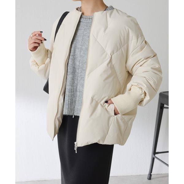 ダウンコート ダウンジャケット ノーカラーダウンコート レディース