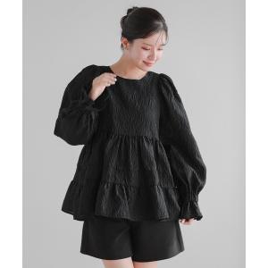 Fit more（フィットモア） シアージャガード花柄パイピングトップス