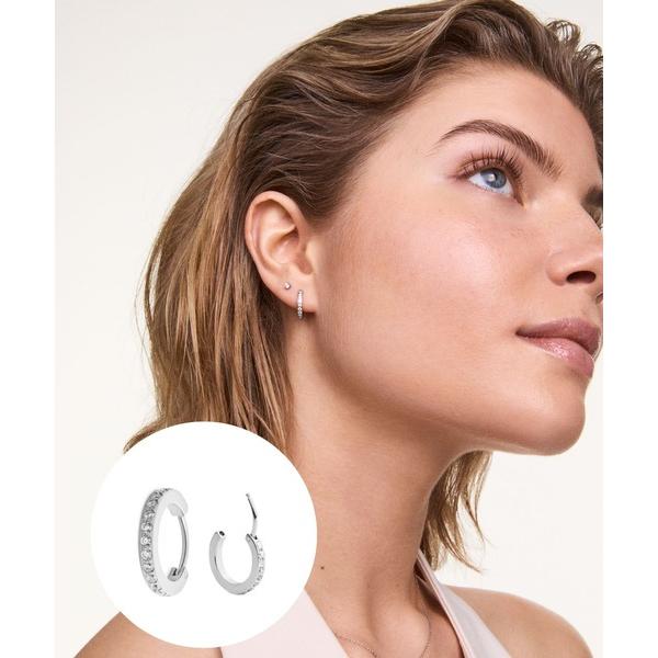 ピアス Crystal Hoop Earring レーディスピアス ローズゴールド／シルバー／ゴール...