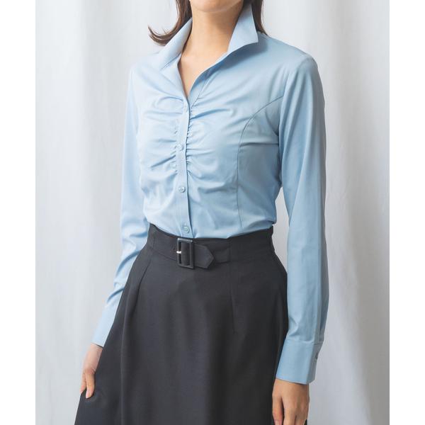 ブラウス シャツ 「NARACAMICIE」ストライプスタンドカラー長袖ブラウス レディース