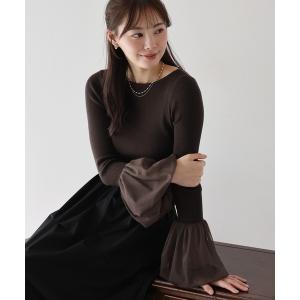 ニット セーター チュールカフスリブニット レディース