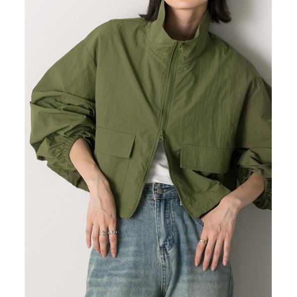 ブルゾン アウター スタンドカラー ナイロン ショート丈ブルゾン レディース