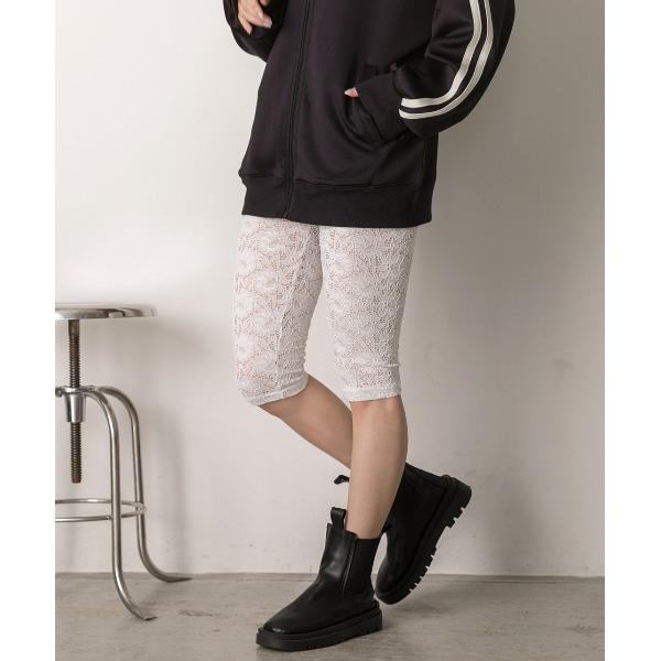 レギンス スパッツ 切り替えレース ハーフレギンスパンツ レディース