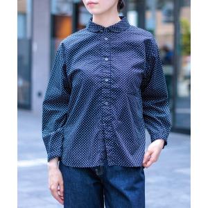 ブラウス シャツ 「D.M.G / ディーエムジー」 ブロードドット ラウンドカラーシャツ レディース