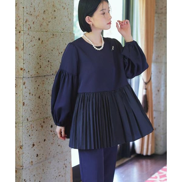 セットアップ オケージョンドレス 結婚式 洗える ストレッチ ｜ 異素材MIXアシメプリーツ トップ...