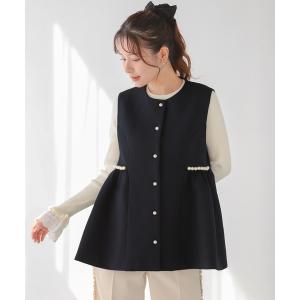 Fit more（フィットモア） ツイードバックフリルバルーントップス