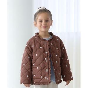 ブルゾン アウター ノーカラーハート刺しゅうブルゾン キッズ 子供服 女の子
