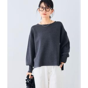 ニット セーター 「洗える・タンブル乾燥可」サマ美え スウェットライクバルーンスリーブニット「CROSS FUNCTION/クロスファンクション」 レ
