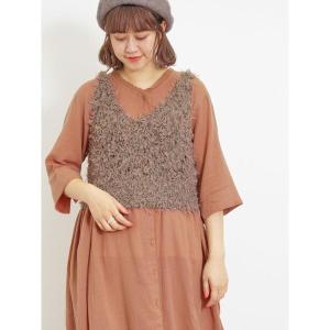 ベスト ジレ メッシュヤーンニットビスチェ レディース