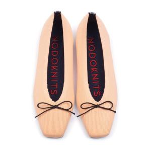 パンプス SQUARE FLATS BOW PEACH