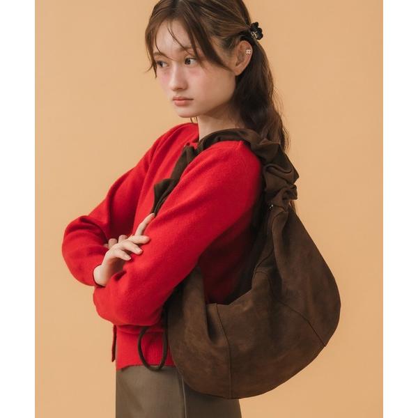 ハンドバッグ 2WAYギャザーフリルショルダーバッグ / 秋服 春服 冬服スエード フェイクスエード...