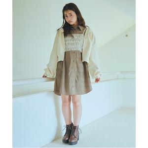 ワンピース ビスチェ付グレンチェックシャツワンピース キッズ 子供服 女の子