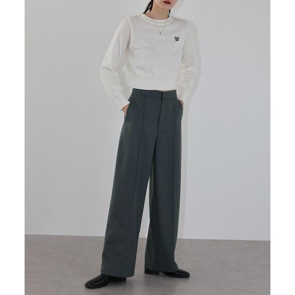 スラックス パンツ ピンタックストレートスラックス レディース