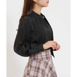 ブラウス シャツ とろみ素材 パールピンアシメボ...の商品画像