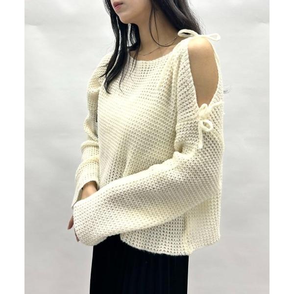 ニット セーター ソフティリボンオフショルニット レディース