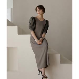 ドレス Semi Tight Puff Knit Dress