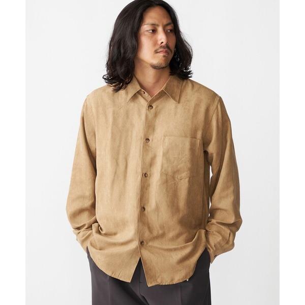 シャツ BENCH MARKING SHIRT: レギュラーカラー ポリエステル フェイクスエード ...