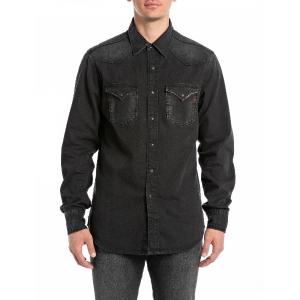 REPLAY（リプレイ） シャツ ブラックデニム ウエスタンシャツ メンズ