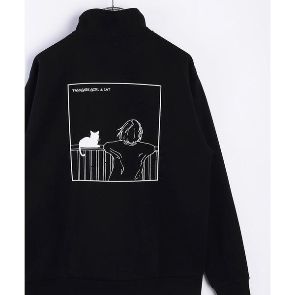 トレーナー スウェット TASOGARE GIRLS ＆ CAT ストレッチ 裏起毛 ハーフZIP ...