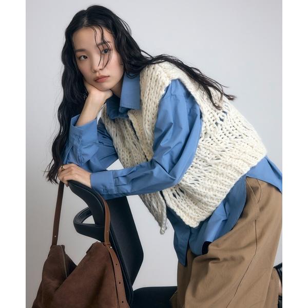 ベスト ジレ 「MINERTE」hand knit vest / ハンドニットベスト レディース