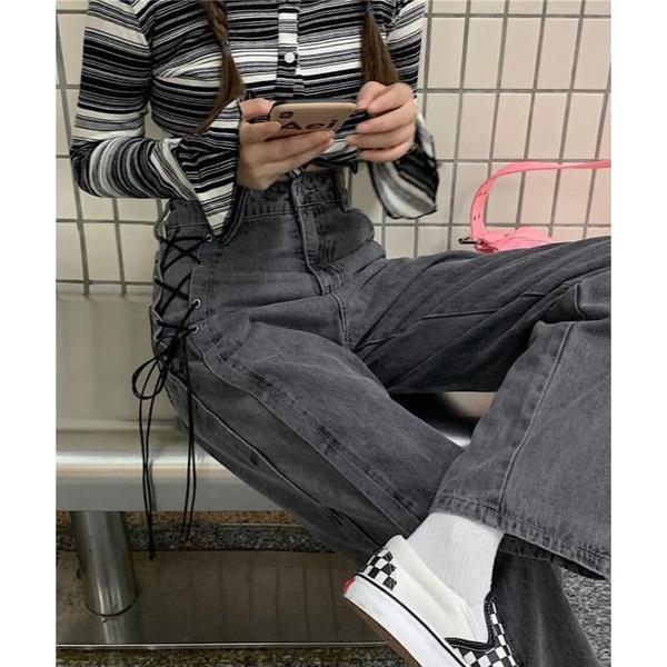 ジーンズ デニム デニムパンツ 「CANVAS+」サイドレースアップデニムパンツ レディース