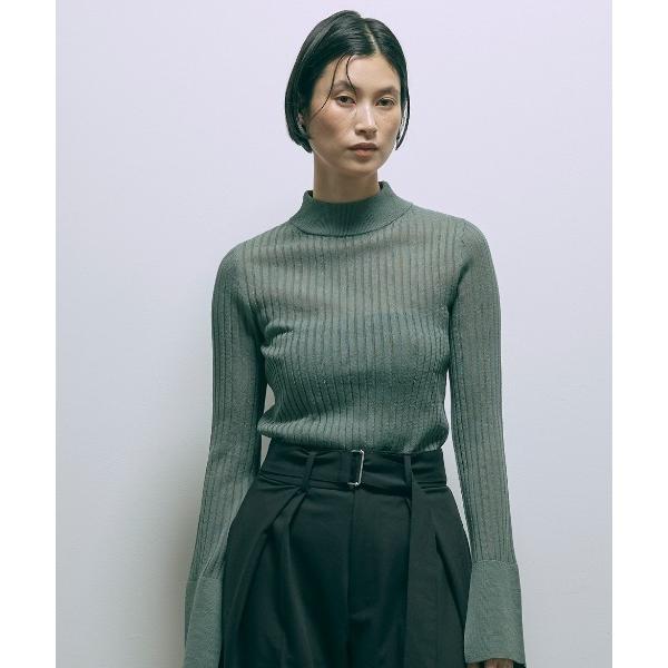 ニット セーター Bottleneck Sheer Rib Knit レディース