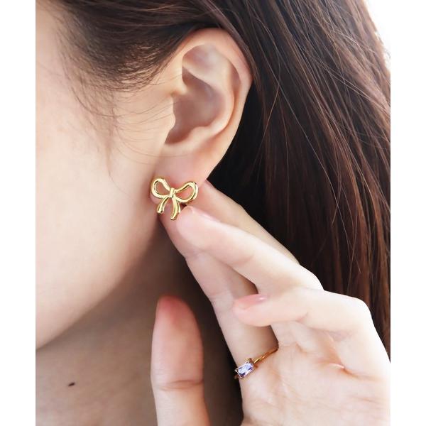 ピアス 金属アレルギー対応 変形リボンステンレスピアス レディース
