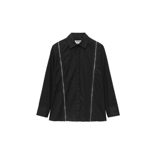 ブラウス シャツ ジップディテール ポプリンシャツ レディース