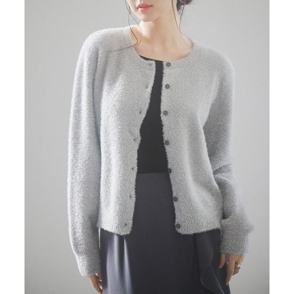 カーディガン 2way毛足長めラメニットカーディガン レディース