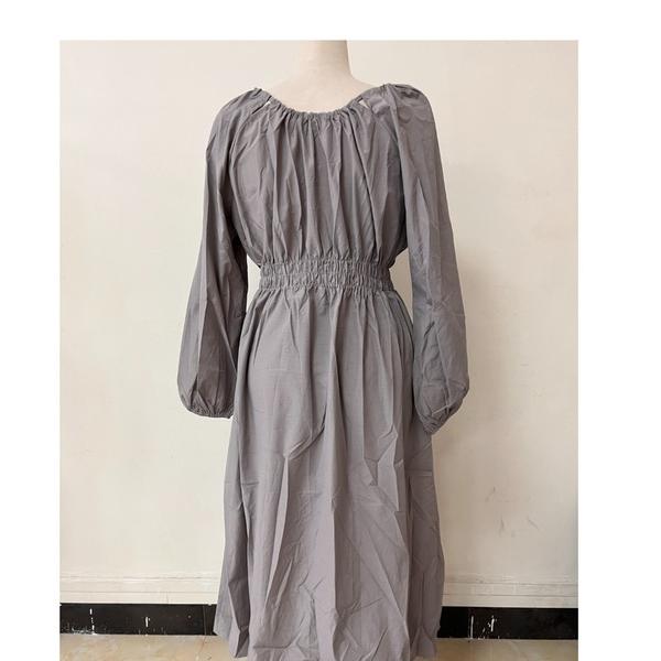 ワンピース Uネックバックリボンロングワンピース