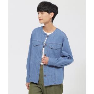 ジャケット ノーカラージャケット 「カタログ掲載品」「ウォッシャブル」ソフトデニムシャツジャケット レディース