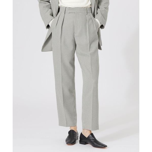 スラックス パンツ ガンクラブチェックインタックテーパードパンツ レディース