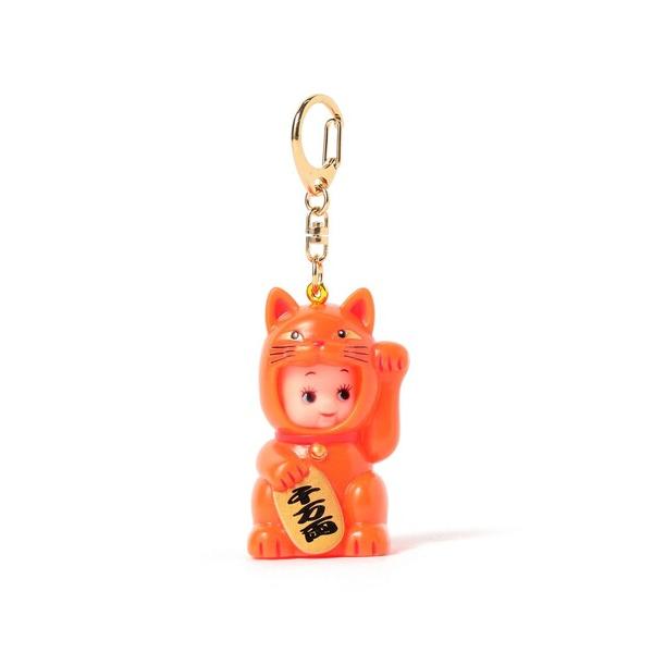 キーホルダー 「別注」オビツ製作所 / オレンジ かぶりものキューピー キーホルダー まねき猫