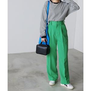 スラックス パンツ 「forksy.」センタープレスタックハイウエストストレートスラックスパンツ レディース