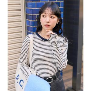 ニット セーター 「べストセラー」ウォッシャブル ボーダー クルーネックニット/リブニットトップス レディース