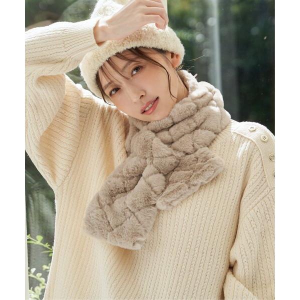 マフラー ストール 「メディア紹介商品」エコファーキルト差し込みマフラー レディース