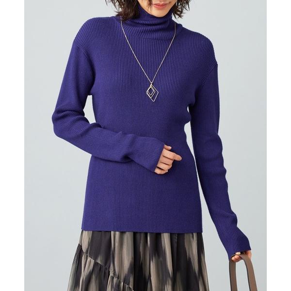 ニット セーター リブニットタートルネックプルオーバー レディース