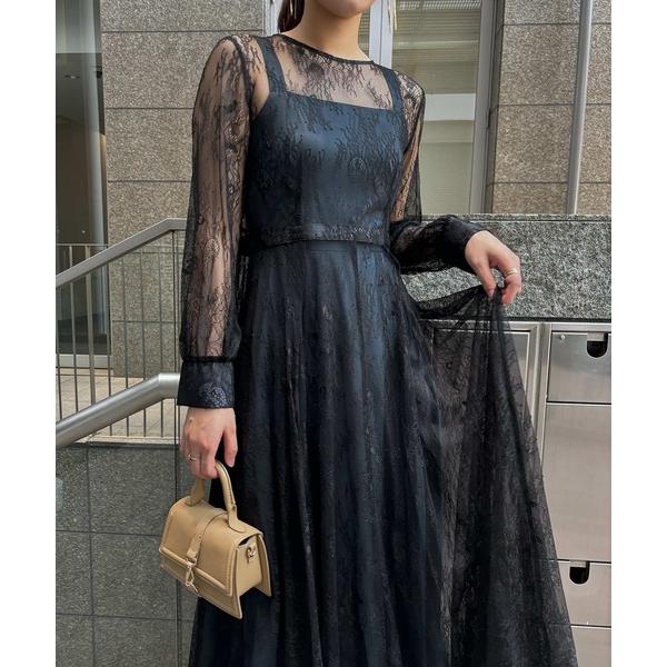 ドレス 2wayレースレイヤードドレス 結婚式 パーティードレス 同窓会 オケージョン 二次会 お呼...