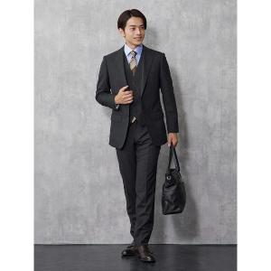 セットアップ 「Super100'S」ウール100％　スリーピーススーツ　ストライプ　グレー メンズ