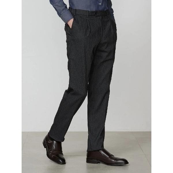スラックス TRANS CONTINENTS　ストレッチヘリンボン　セットアップパンツ　グレー メン...