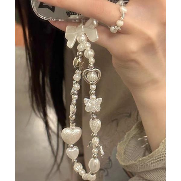 キーホルダー パールスマホストラップ