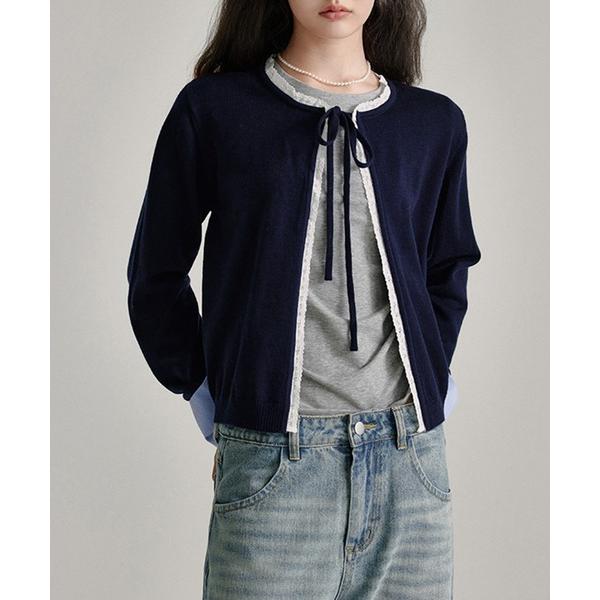 カーディガン ウール混 フロントリボン レースニットカーディガン FQ24S160「Fano Stu...