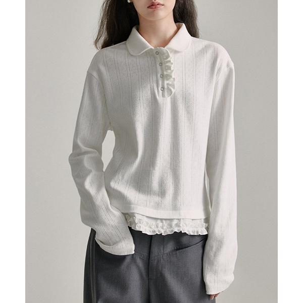 ポロシャツ ポロ ラウンドカラー フリルニットポロシャツ FQ24S049「Fano Studios...